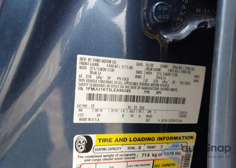 2020 Ford Expedition Limited из США, поврежденный, VIN 1FMJU1KT5LEA96345